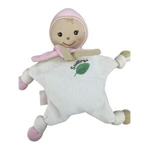 Ivy Seedlings knotted security lovey Baby doll Goldberger pink cream Green Star